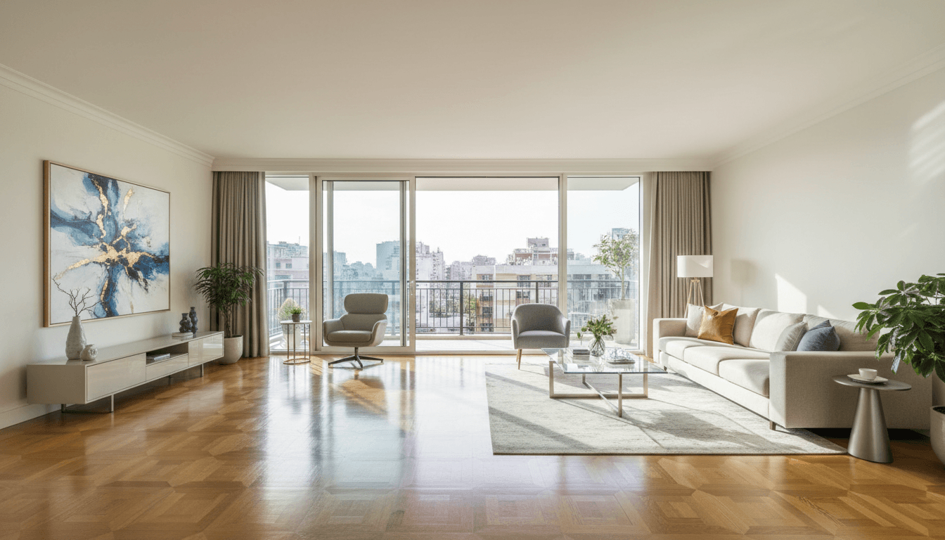 Cozy living room in GaLaZiO Apartment with natural light and balcony access